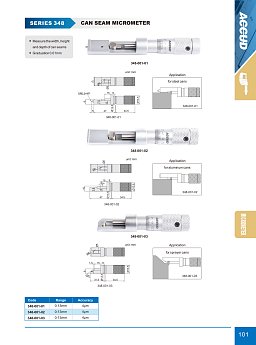 Obrázek pro produkt ACCUD 348-001-01 třmenový mikrometr na měření švů ocelových konzerv 0-13mm (0.01mm)