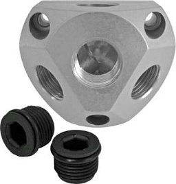 Obrázek pro produkt Rozvodná krabice s horním připojením 1" vnitřní závit  - 3 × 1/2" vnitřní závit