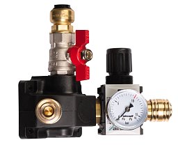 Obrázek pro produkt Rozdělovací krabice se 2 rychlospojkami, ventilem, regulátorem ø 18 mm