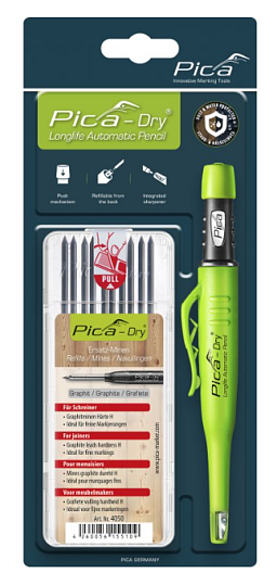 Obrázek pro produkt Pica - tužka pro profesionální řemeslníky + náhradní tuhy ( Varianta: tuhy truhlářské (šedá)