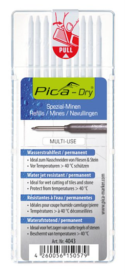 Obrázek pro produkt Pica Dry - tuhy vodě odolné pro obkladače - bílá 10ks