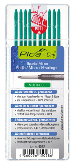 Obrázek pro produkt Pica Dry - tuhy vodě odolné pro obkladače - zelená ( 10ks )