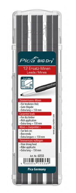 Obrázek pro produkt Pica - náhradní tuhy na suché dřevo pro tesařskou tužku