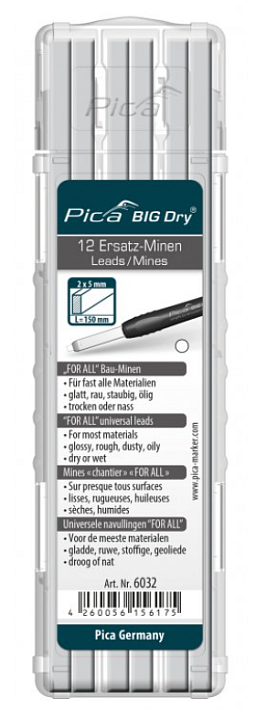 Obrázek pro produkt Pica - tuhy na většinu materiálů pro tesařskou tužku ( Barva: bílá )