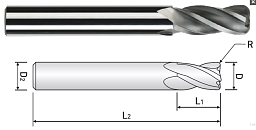 Obrázek pro produkt VÝPRODEJ - WGR50408005110 RÁDIUSOVÉ - TOROIDNÍ 4-BŘITÁ FRÉZA DIAMANTOVÁ