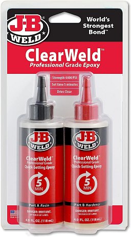 Obrázek pro produkt AKCE - J-B WELD 50240H dvousložkové epoxidové lepidlo bezbarvé ClearWeld ( 2x118ml )